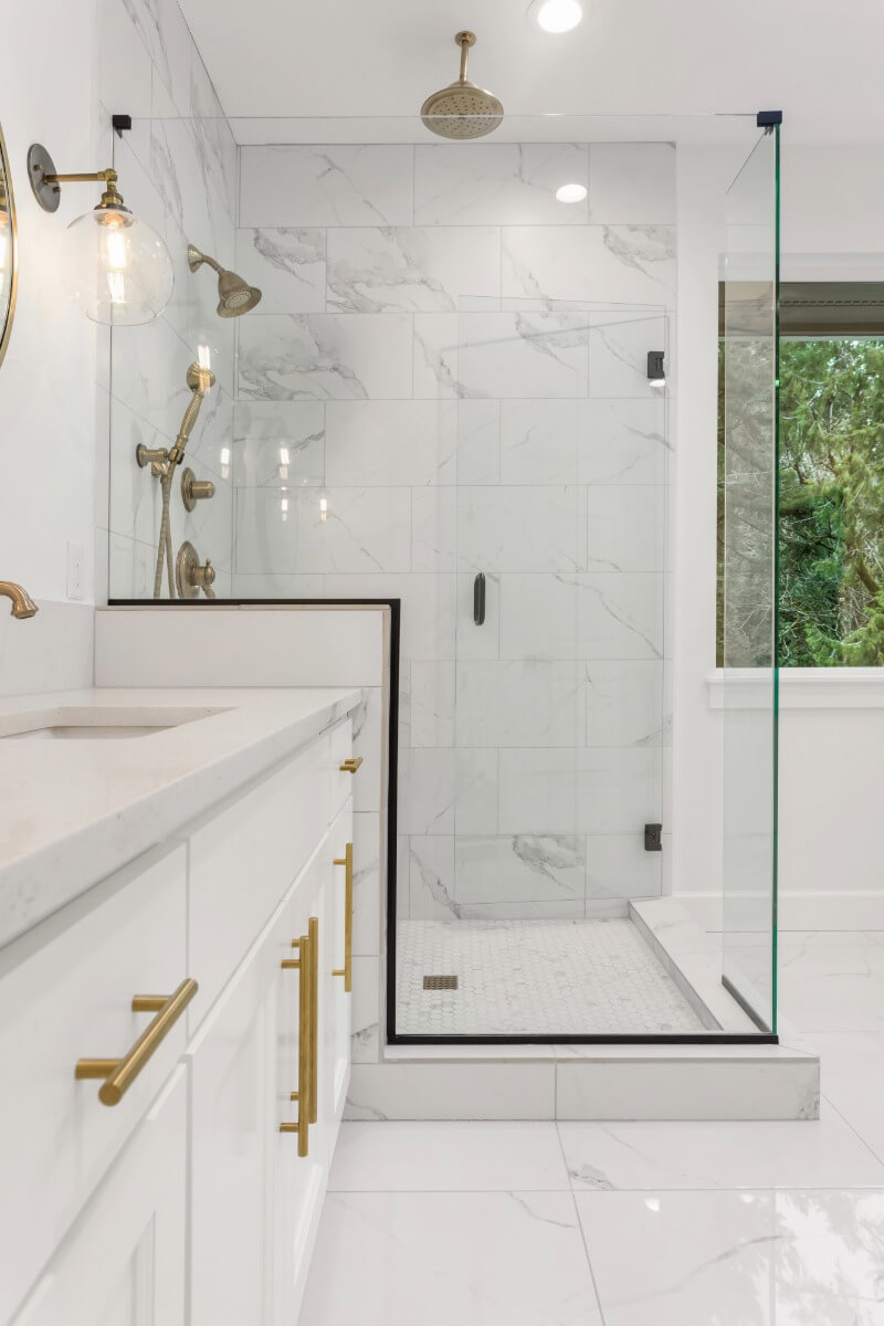 White cabinets and bathroom sink vanity